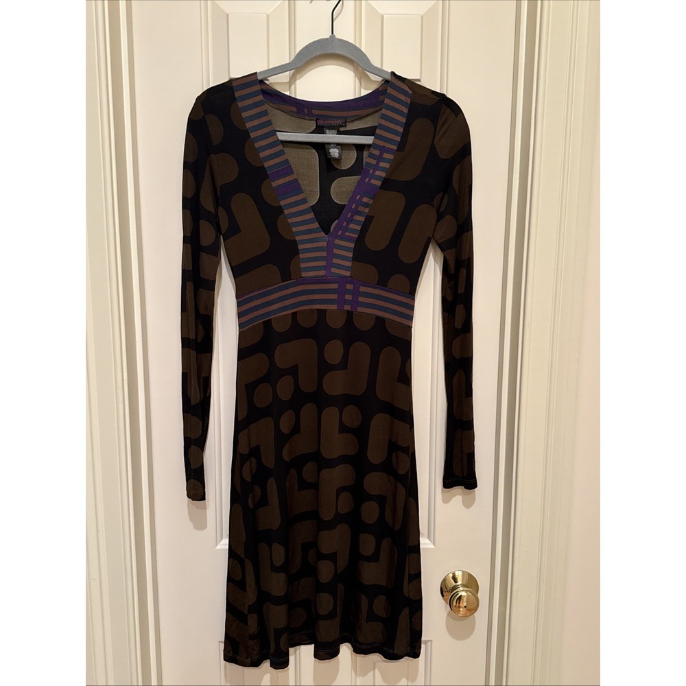 Vintage Custo Barcelona Dress Designer Size 2 Geometric Mod Art Deco Artsy Midi